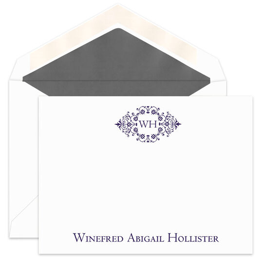 Filigree Initials Flat Note Cards